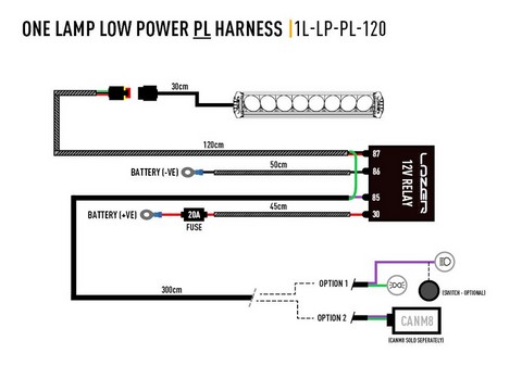 1L-LP-120, kit cablage 1 lampe lazer 2