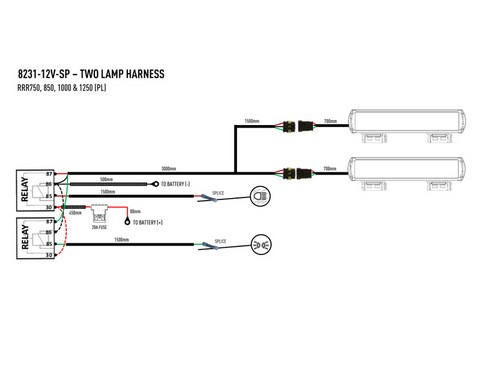 2L-LP-PL-120, kit cablage 2 lampes, triple-r, linear, feux de position 2