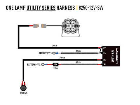 8250-12V-SW, câblage lazer 1 lampe utilty 2